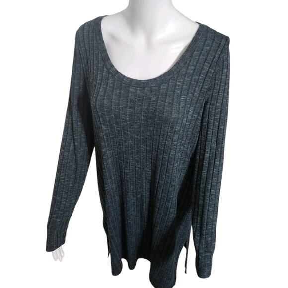 Soma Medium Ribbed Knit Side Slit Tunic SAGE Green Longline Blouse Top Shirt - Picture 13 of 13